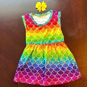 12m Girls Rainbow Mermaid Dress with Bow